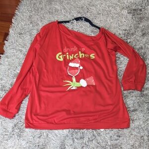 Red Grinch Graphic Long Sleeve Top